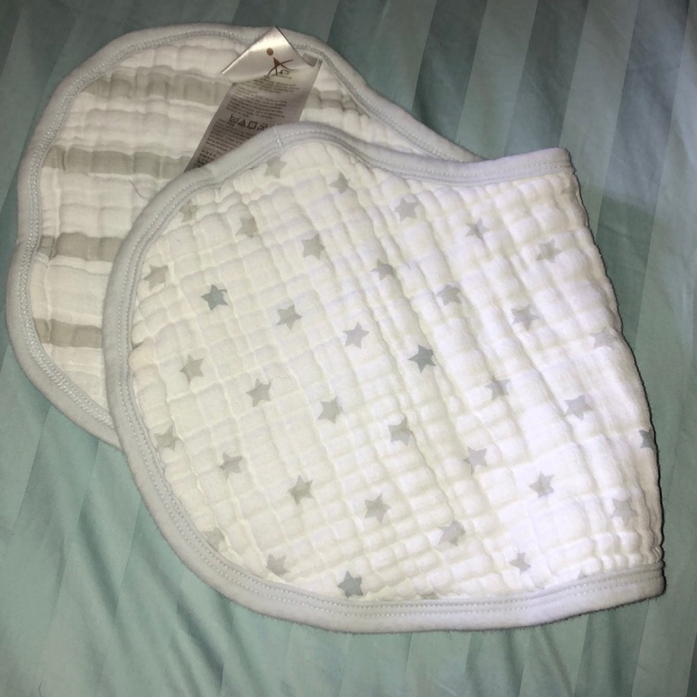 Aden + anasis, burp cloth and hooded towel.